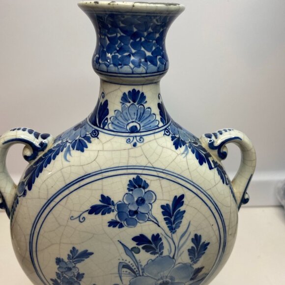 RARE ANTIQUE DUTCH DELFT HOLLAND PORCELEYNE FLES VASE DUTCH SCENERY Windmill - Picture 8 of 16